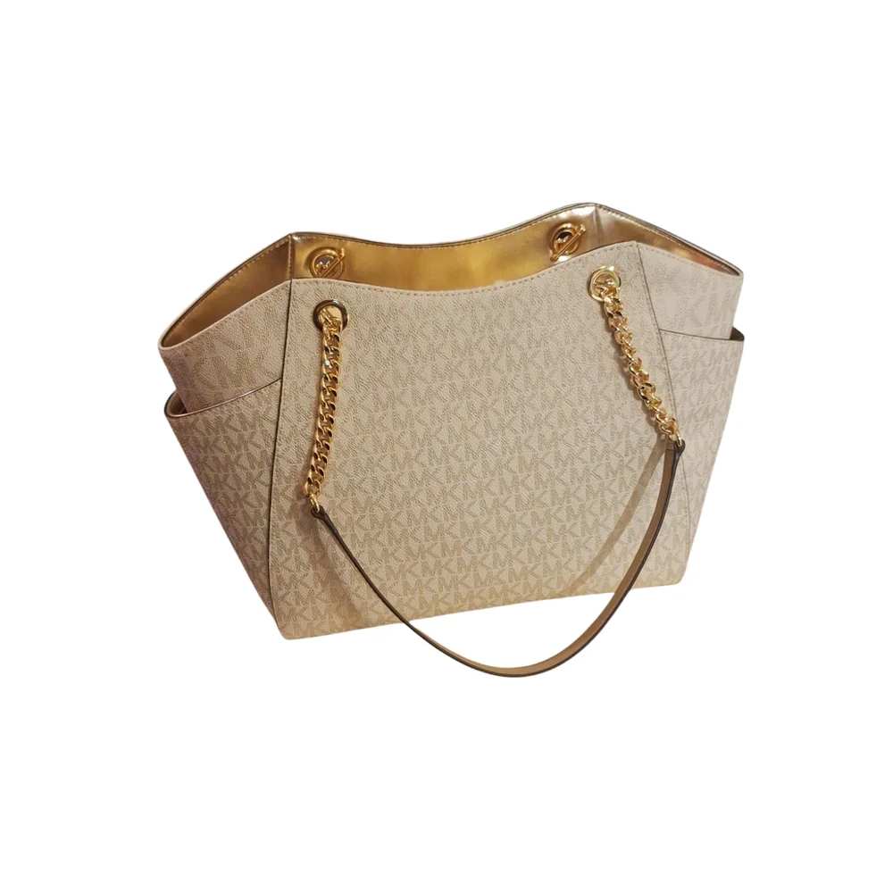 Michael Kors Large Jet Set chain  Cream and Gold Shoulder Bag - Picture 2 of 8